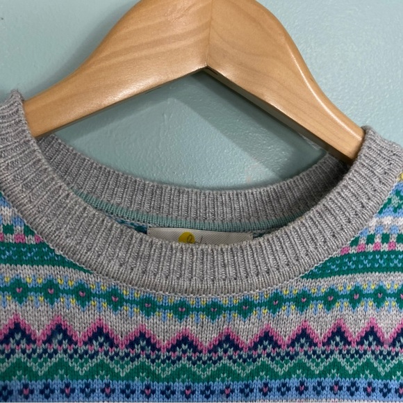 Boden K0289 Fair Aisle Sweater Crewneck Pullover Green Pink Nordic Sz M - Picture 2 of 8